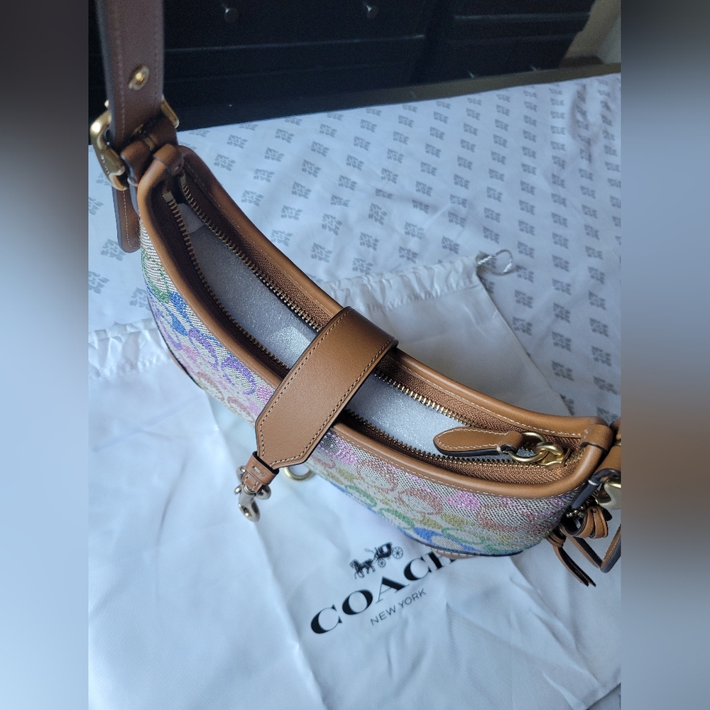 Coach Hampton Hobo In Rainbow Candy Crystal Signature Canvas - Picture 6 of 6
